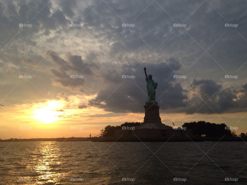 Statue of Liberty at sundown