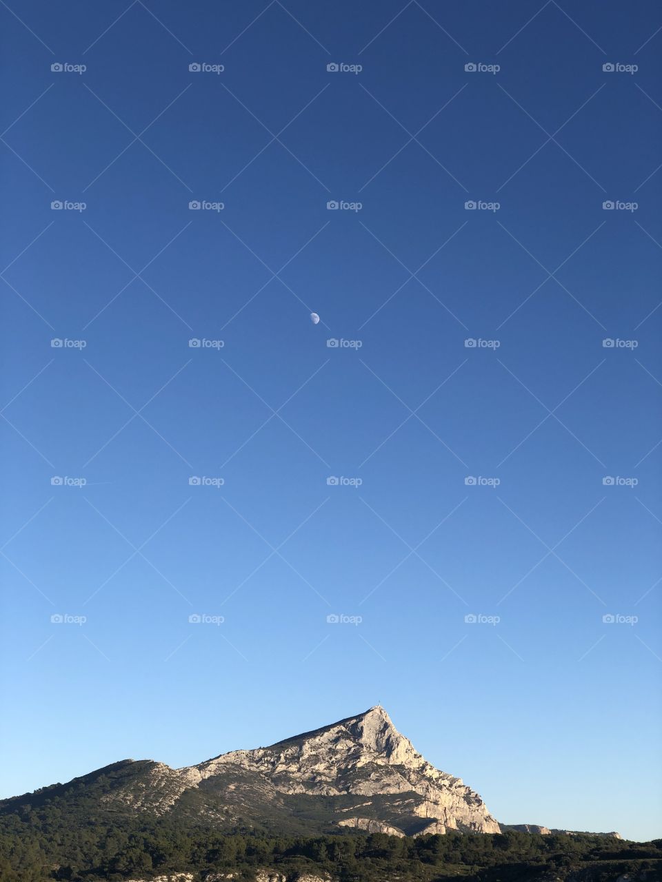 Moon and mountain sky