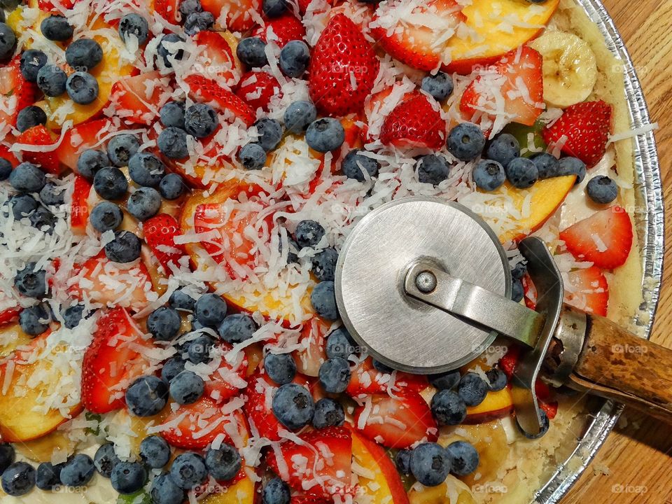 Fruit Pie with pizza cutter