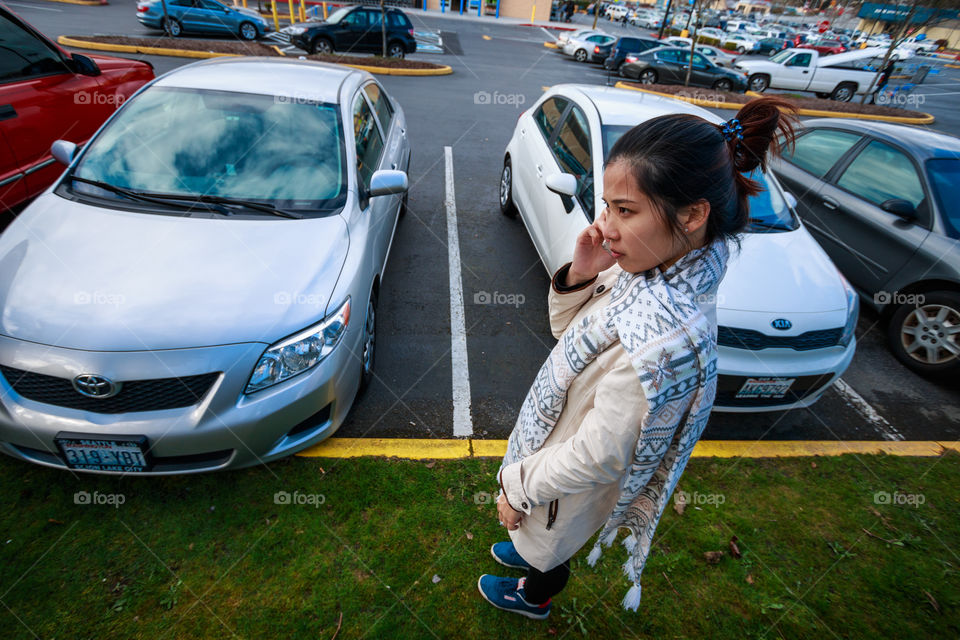 Girl in parking lot 