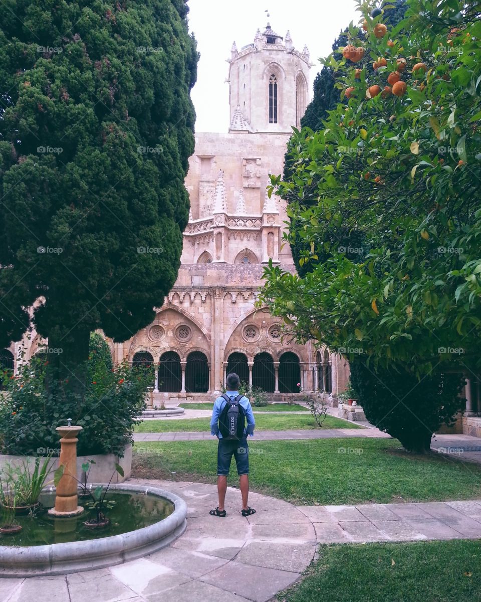 The man standing in the courtyard of the Cathedral of Tarragona