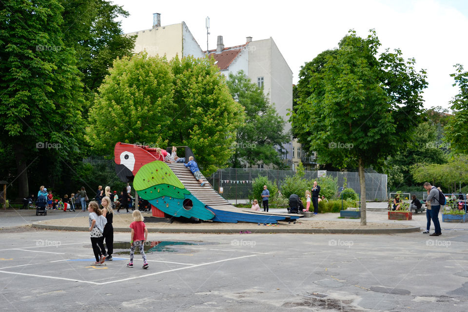 Playground in central Copenhagen Denmark.