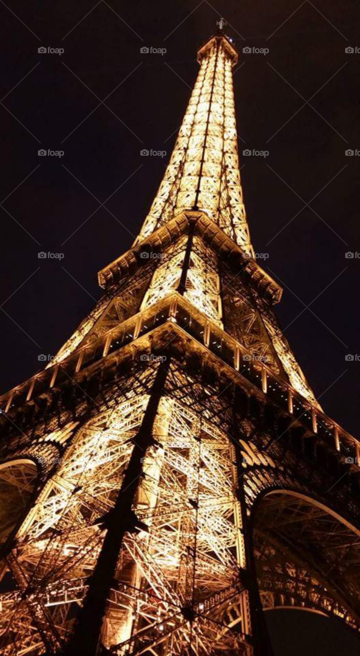 Eiffle tower, at night, illuminated,   Paris,  France, eu, Europe