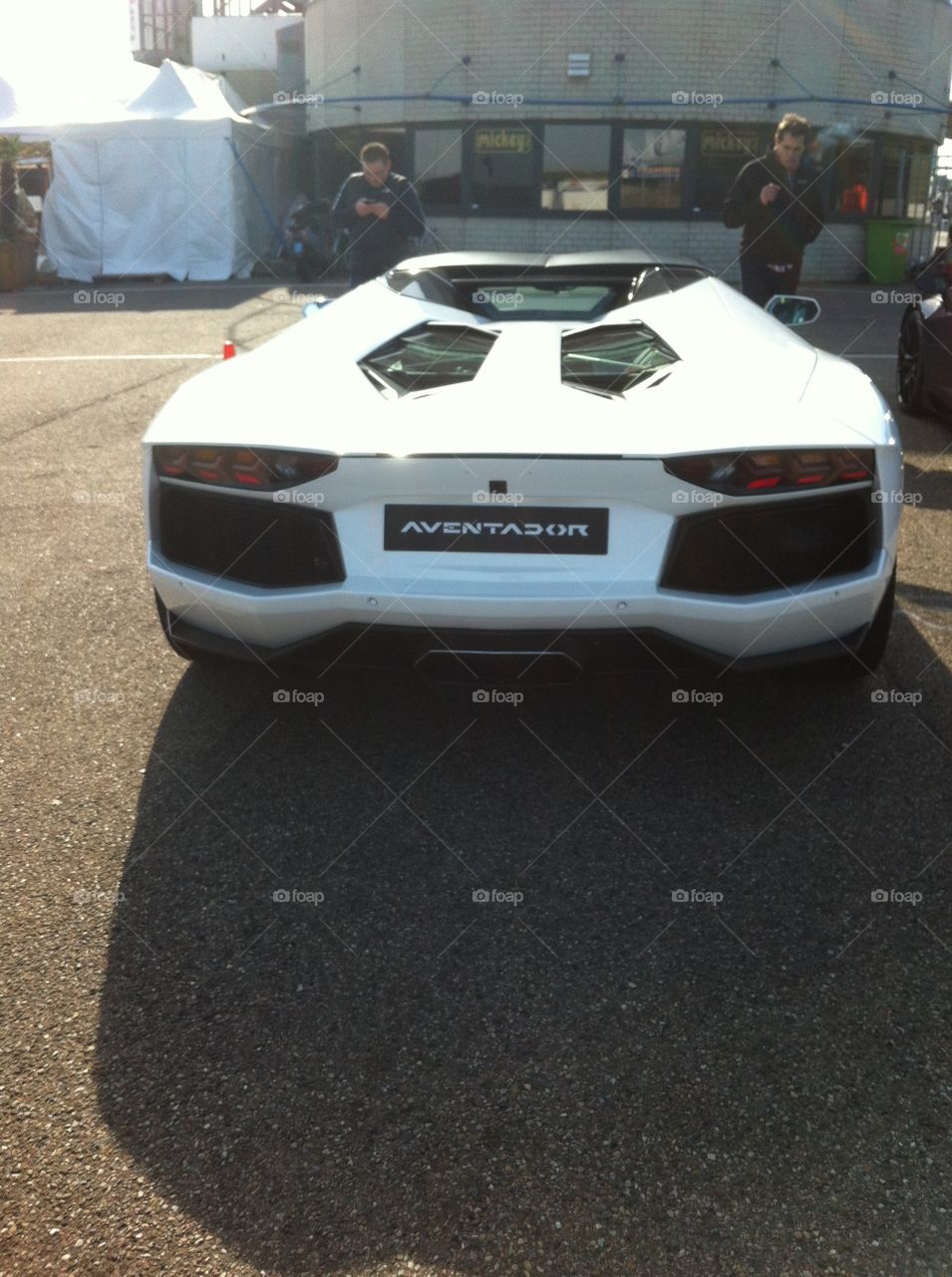 White Lamborghini Aventador at circuit Zandvoort 