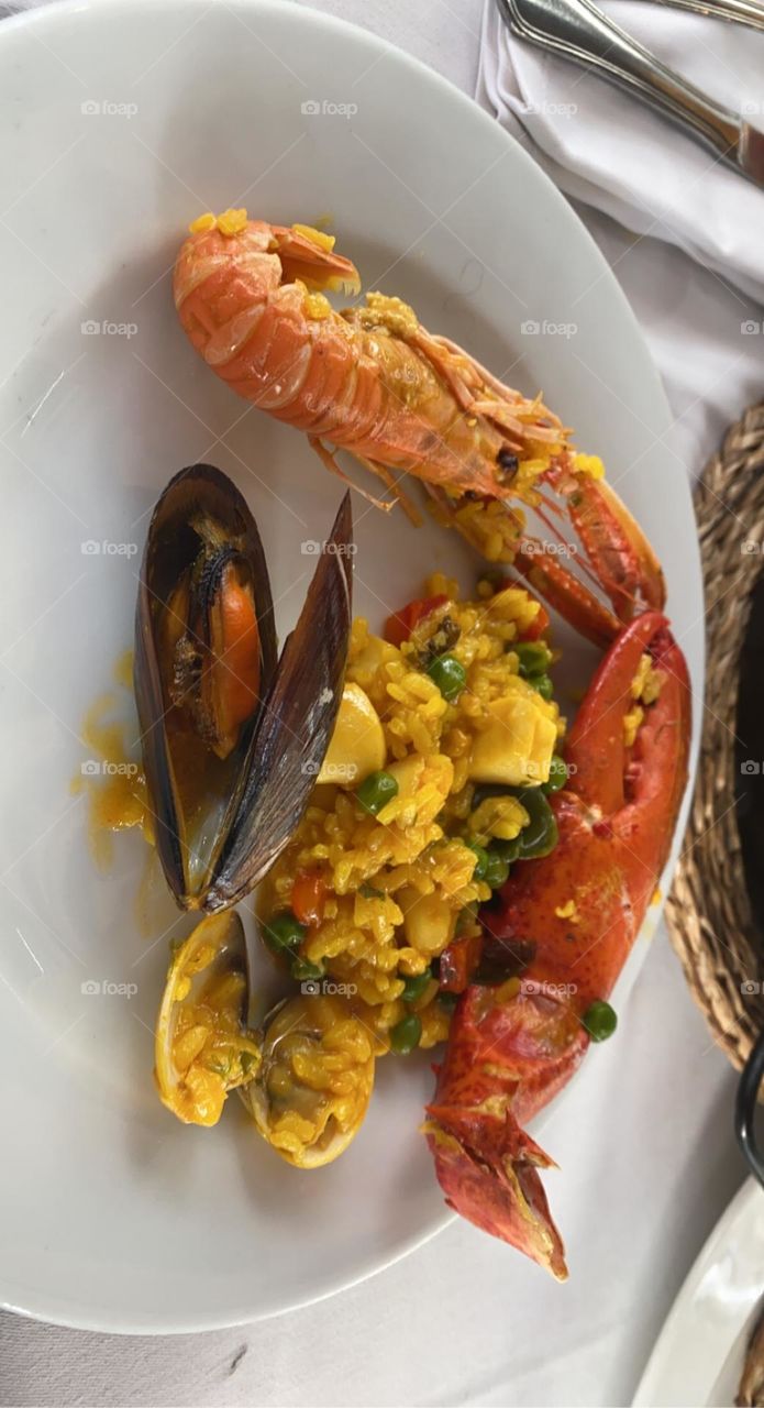 Paella with seafood 
