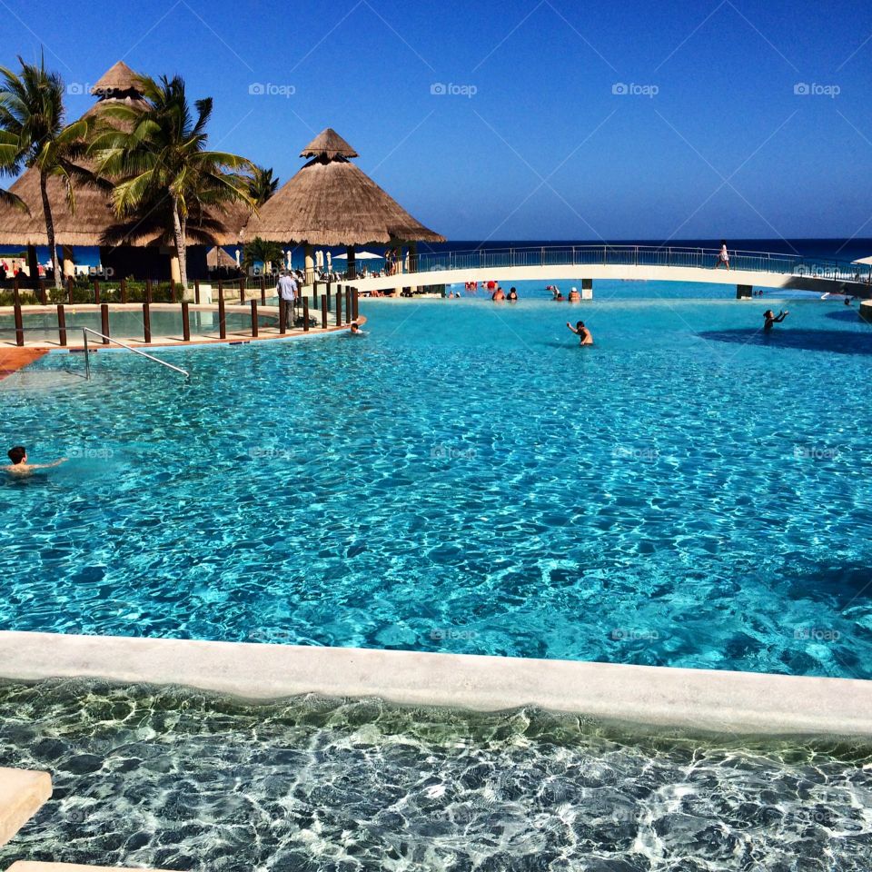 Poolside. Hotel pool in Cancun