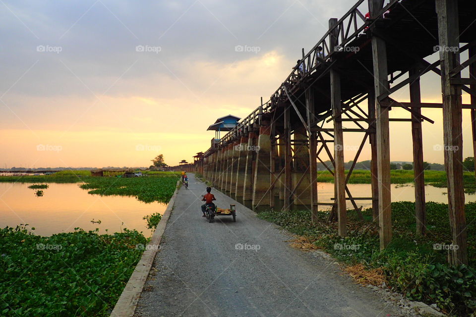 Sunset bridge Myanmar