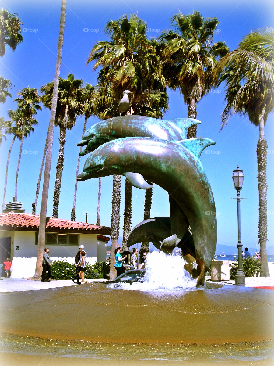 water fountain bird palm trees by tommygirl-uk