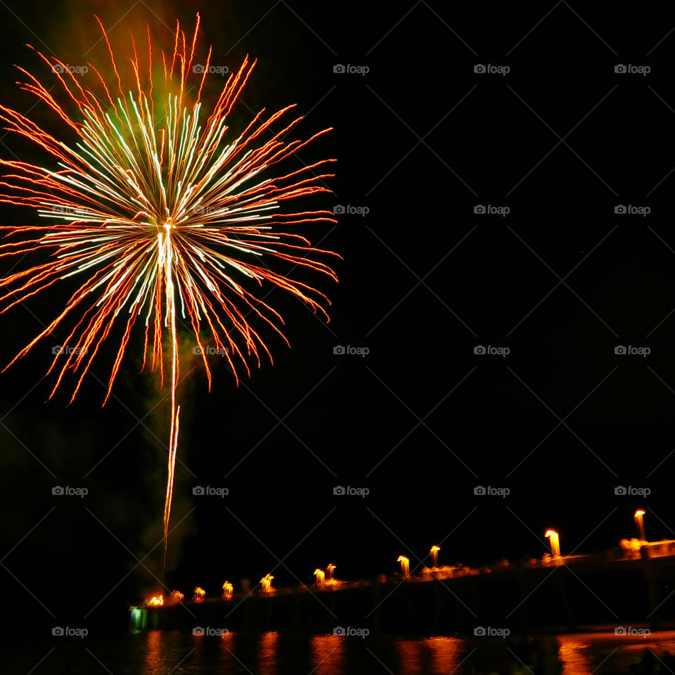 Here, over the Gulf of Mexico, a barrage of missiles designed to explode in a controlled way explode with brilliant red, orange, yellow, green, blue and purple colors! Thousands of people across the United States will be celebrating Independence Day on July 4th by  attending firework displays! 