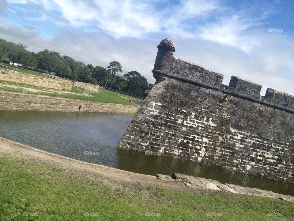 Fort with a moat. The flooded fort at St. Augustine, Florida