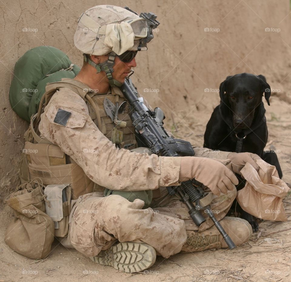 soldier and he's dog