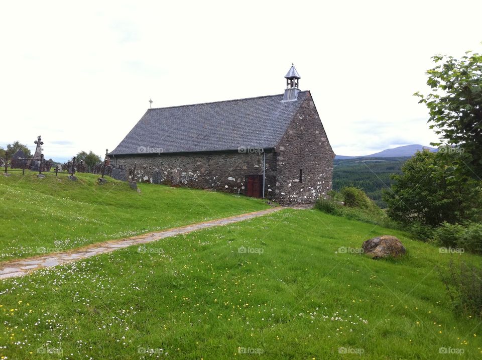 Scottish landscape - chapel on the hill