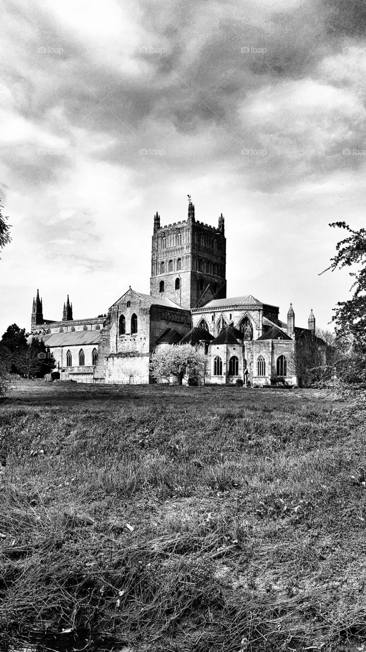 Tewkesbury Abbey in Cotswolds England