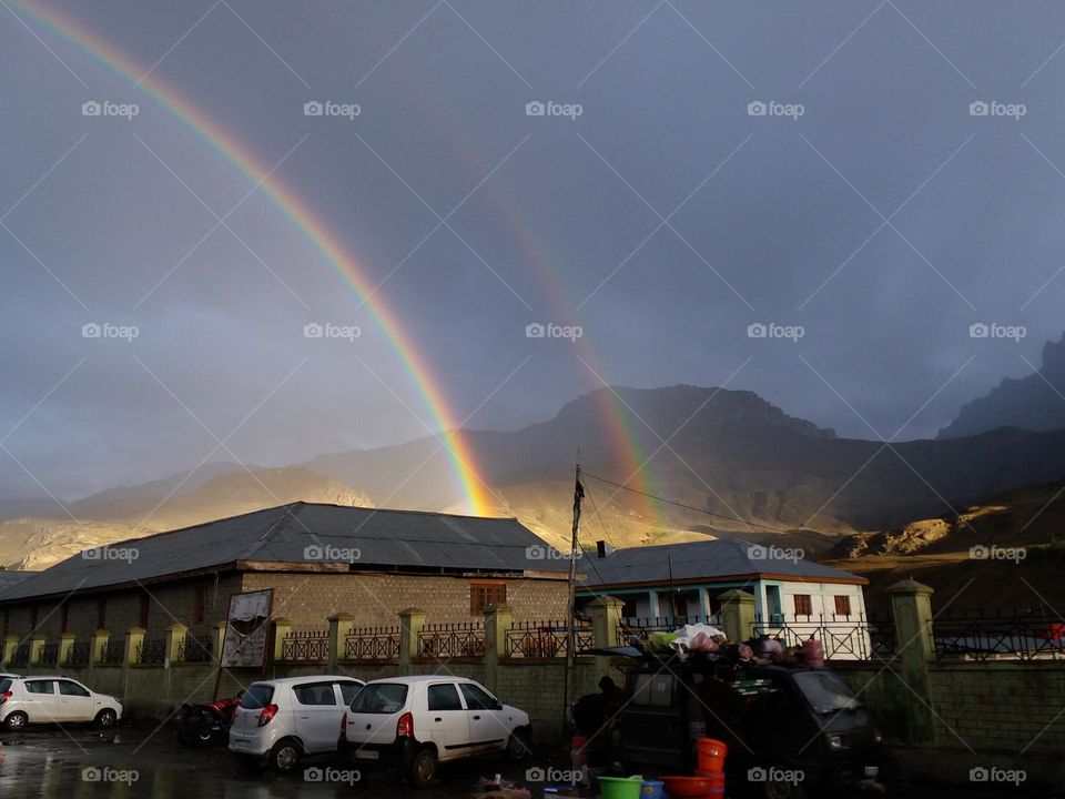 rainbow captured at Drass India the second coldest place in world