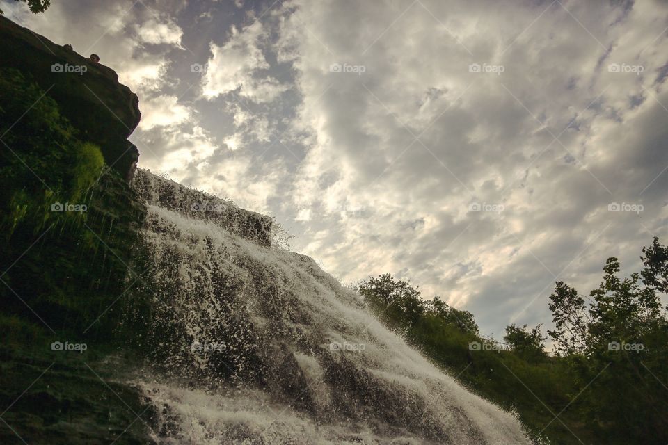 Low angle view of waterfall