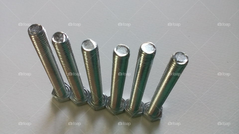Steel bolts standing