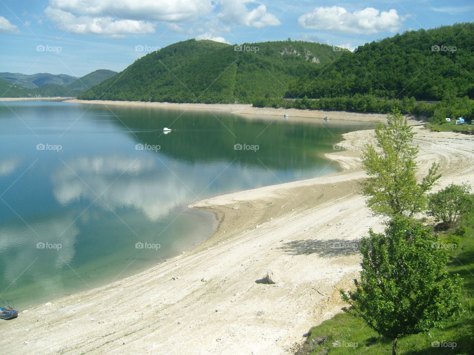 Zlatarsko jezero Lake in Serbia shore in summer
