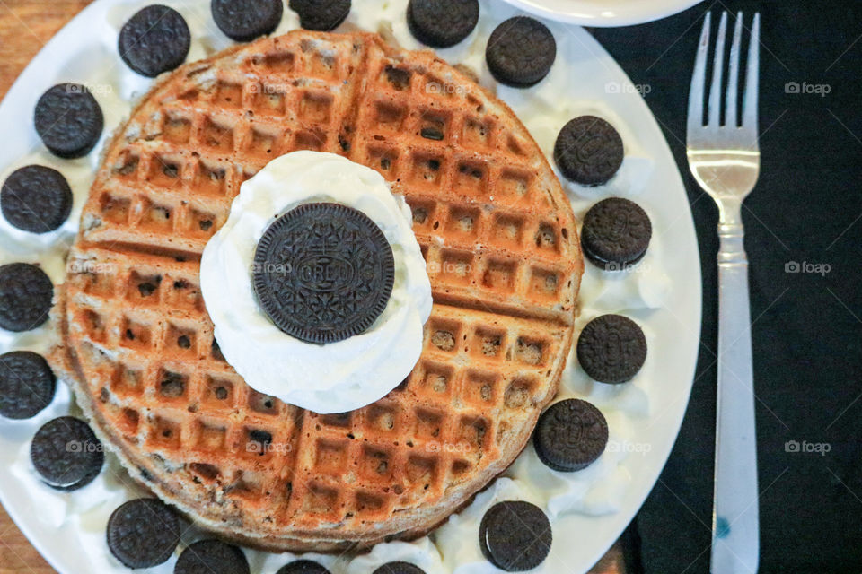 Oreo cookie waffles- breakfast 