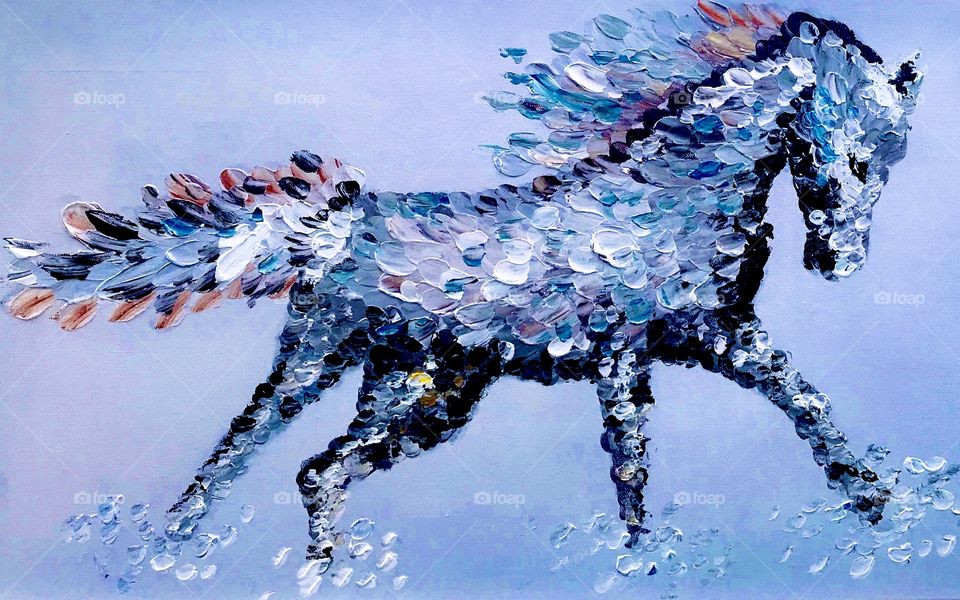 Beautiful oils painting of a horse