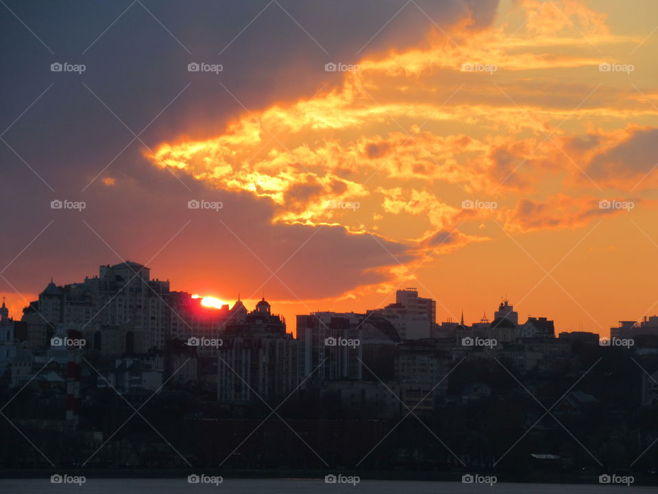 clouds, clouds, sun at sunset, spring sky