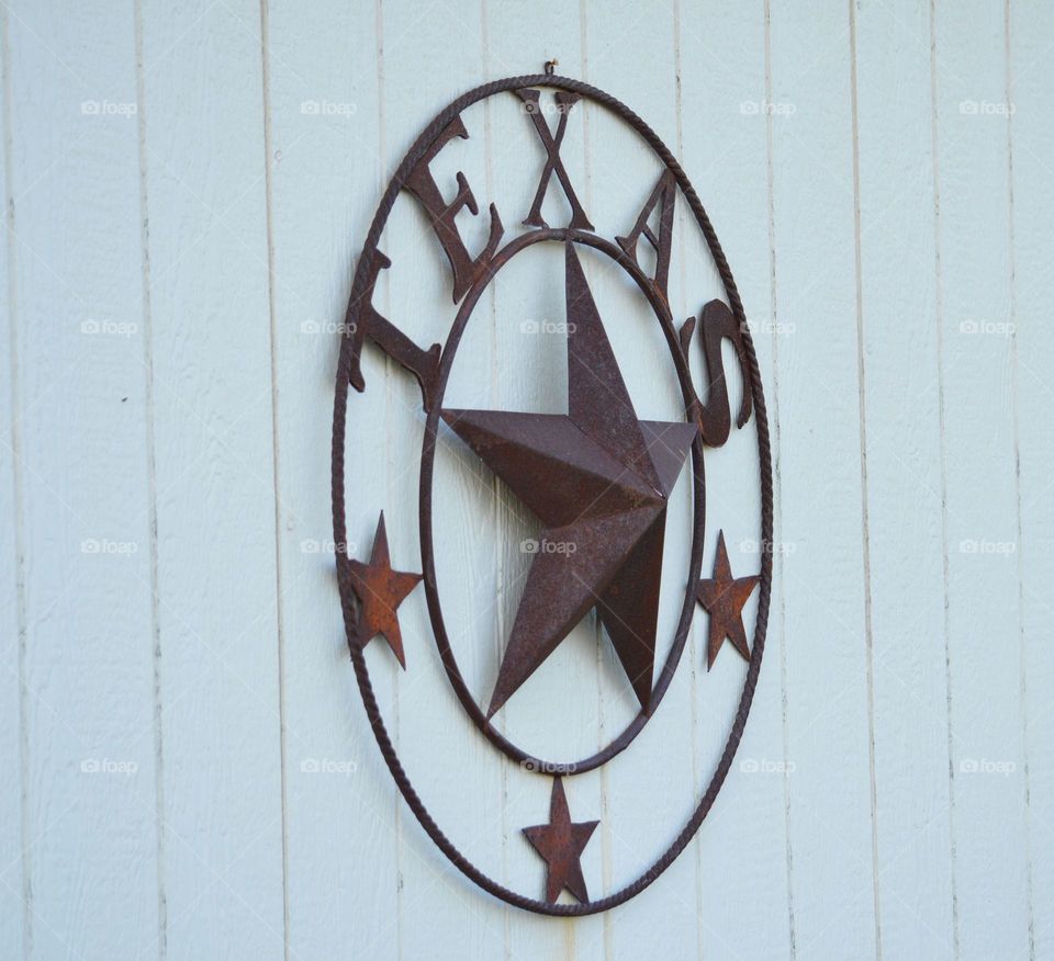 Rustic iron Texas sign. 