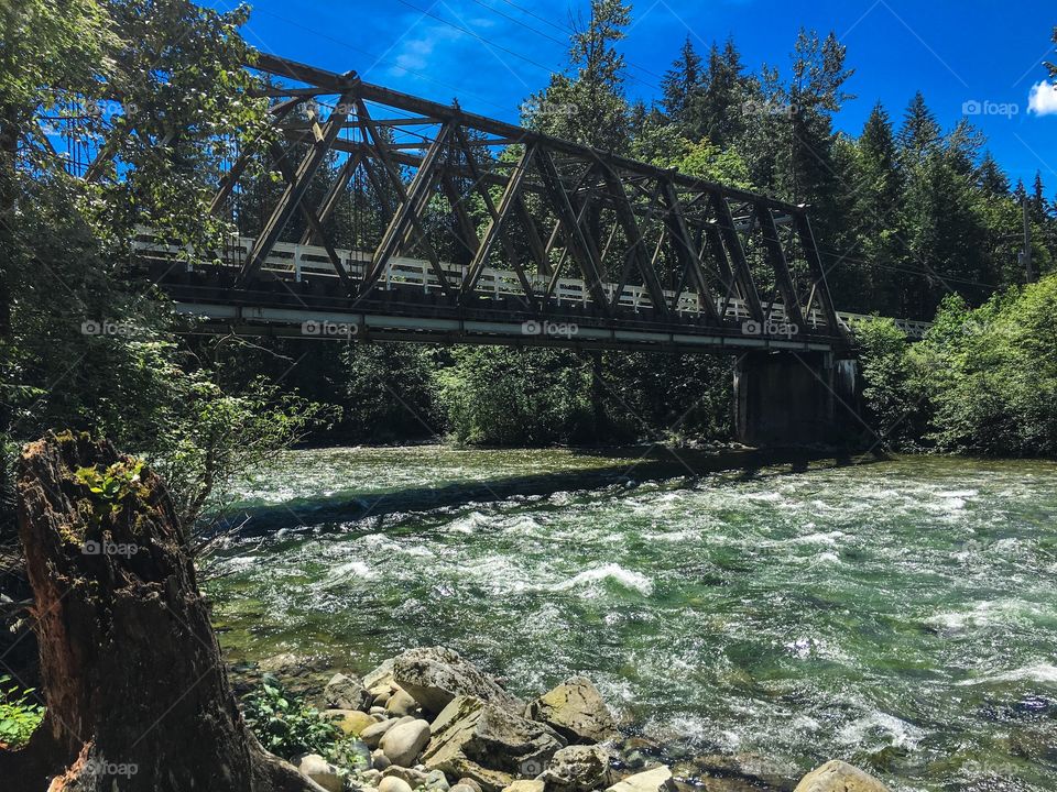 River Rapids and bridge in beautiful British Columbia Canada 