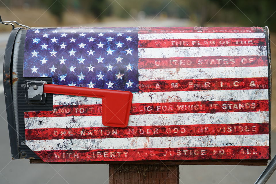 American Flag On Mail Box