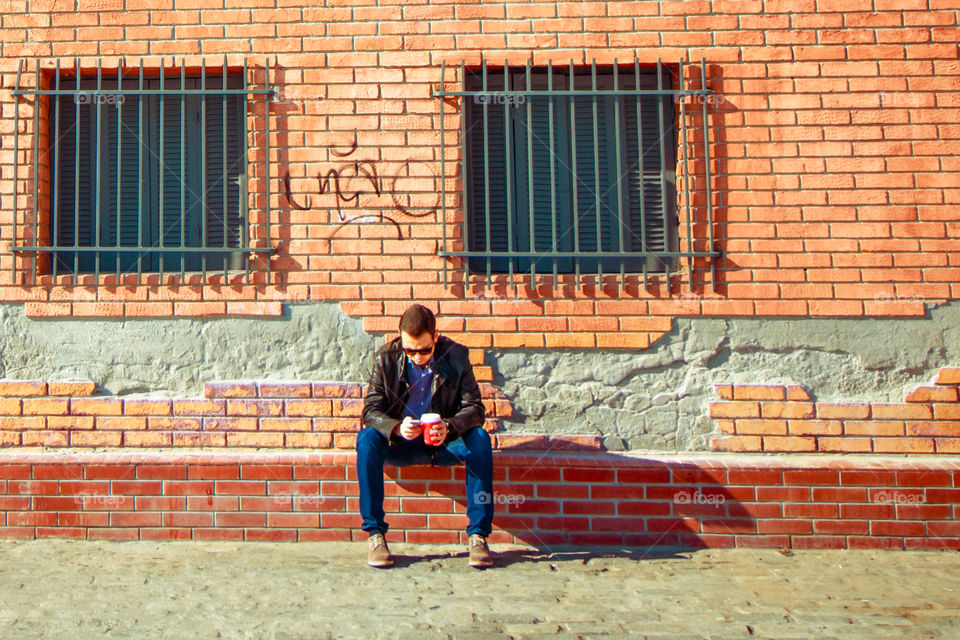 Brick, Wall, Urban, Building, People