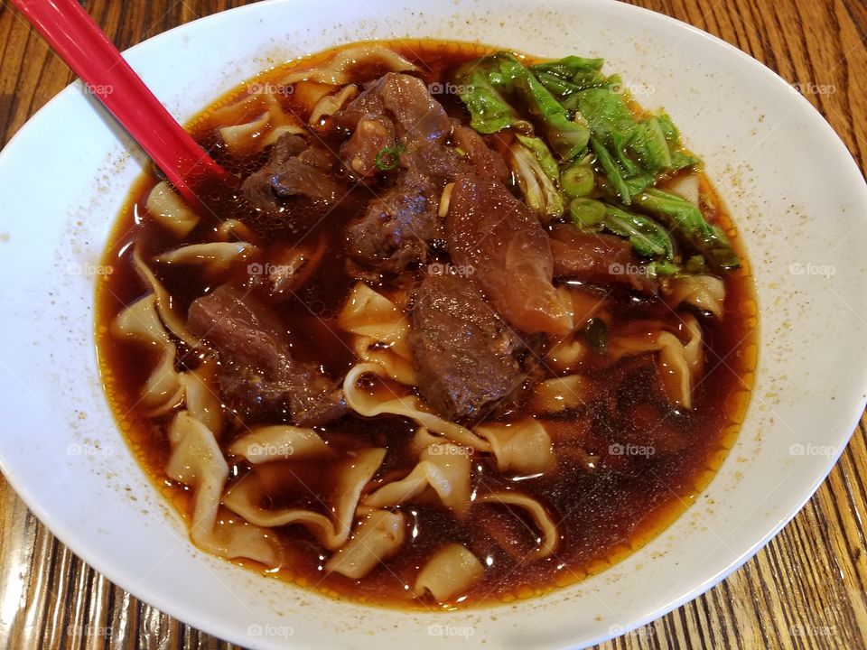 Taiwanese beef tendon egg noodle soup