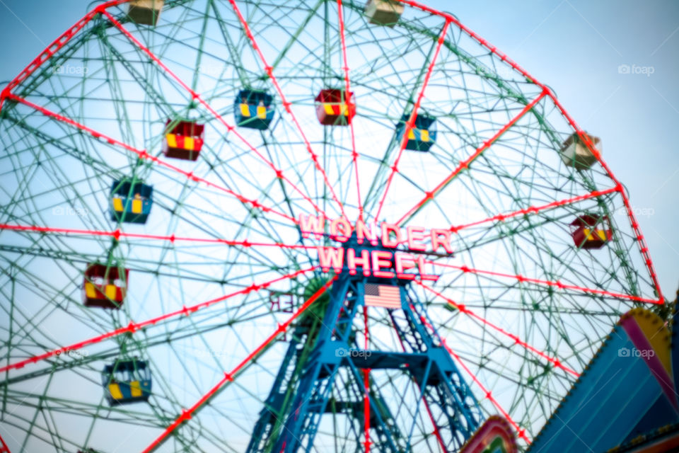 Coney Island New York, Wonder wheel, carnival, people, evening, 