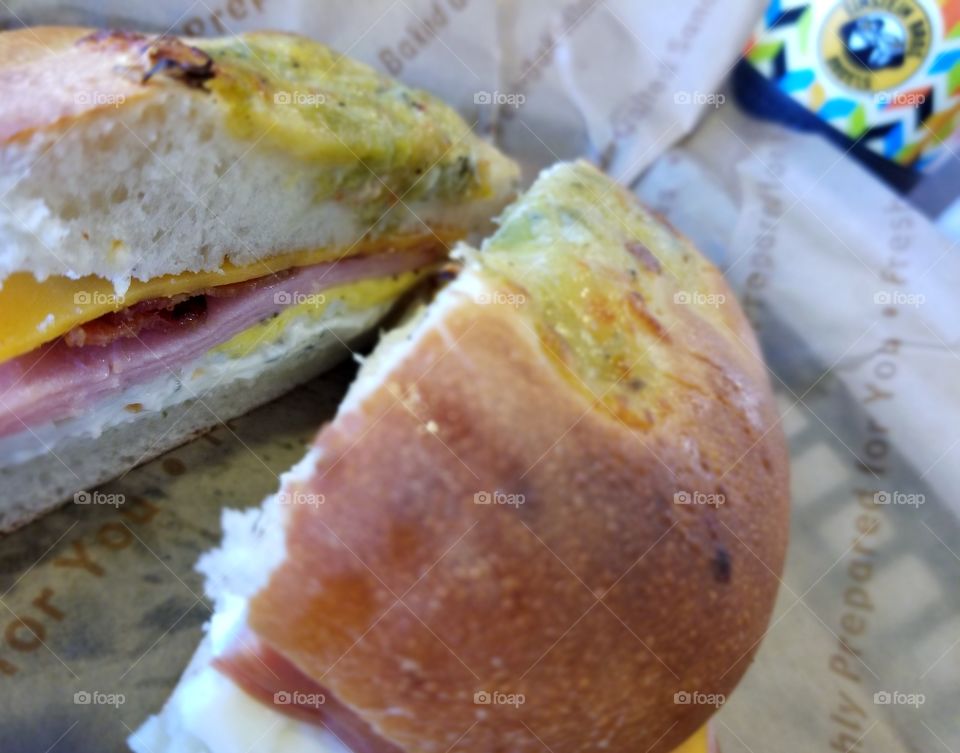 Spicing Up My Day with a Farmhouse Breakfast Sandwich on a Chili Bagel at Einstein Bros Bagels