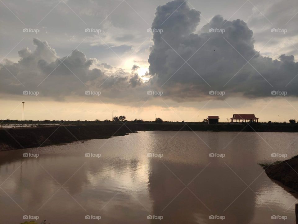 clouds reflection at the countryside