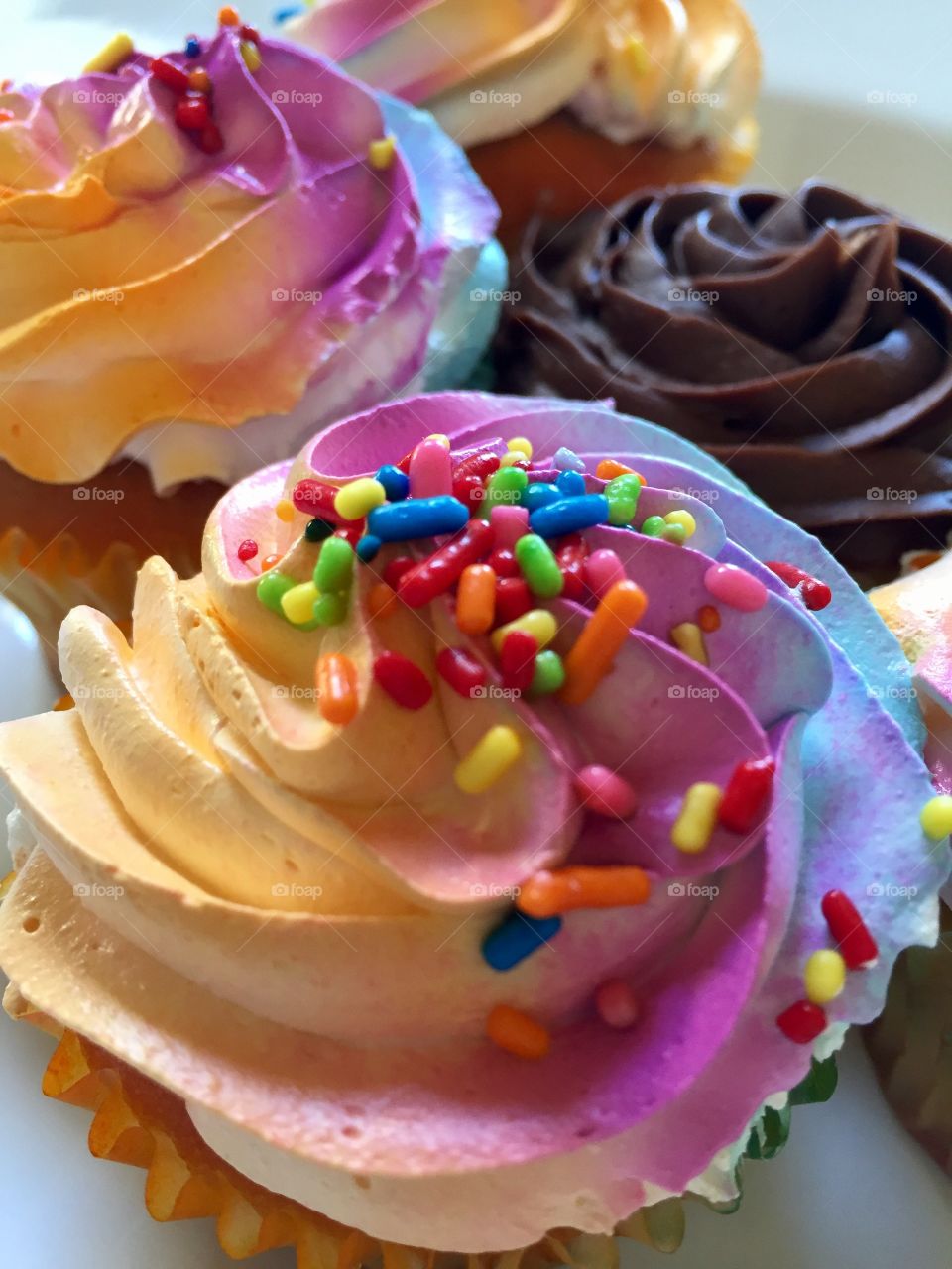 Colorful cupcake variety 