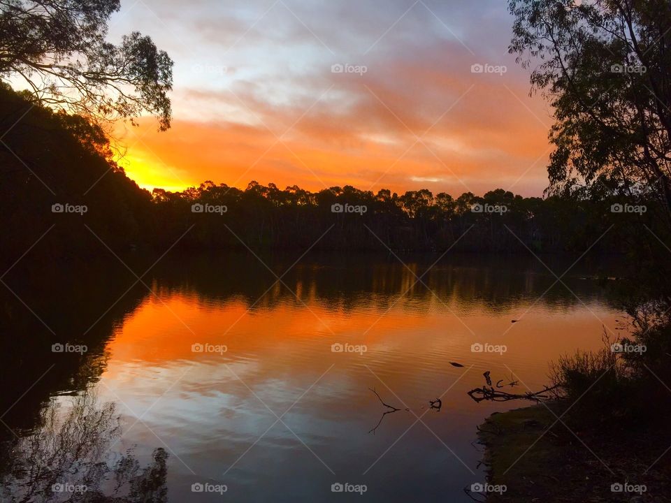 Wynn Vale Dam at Sunset