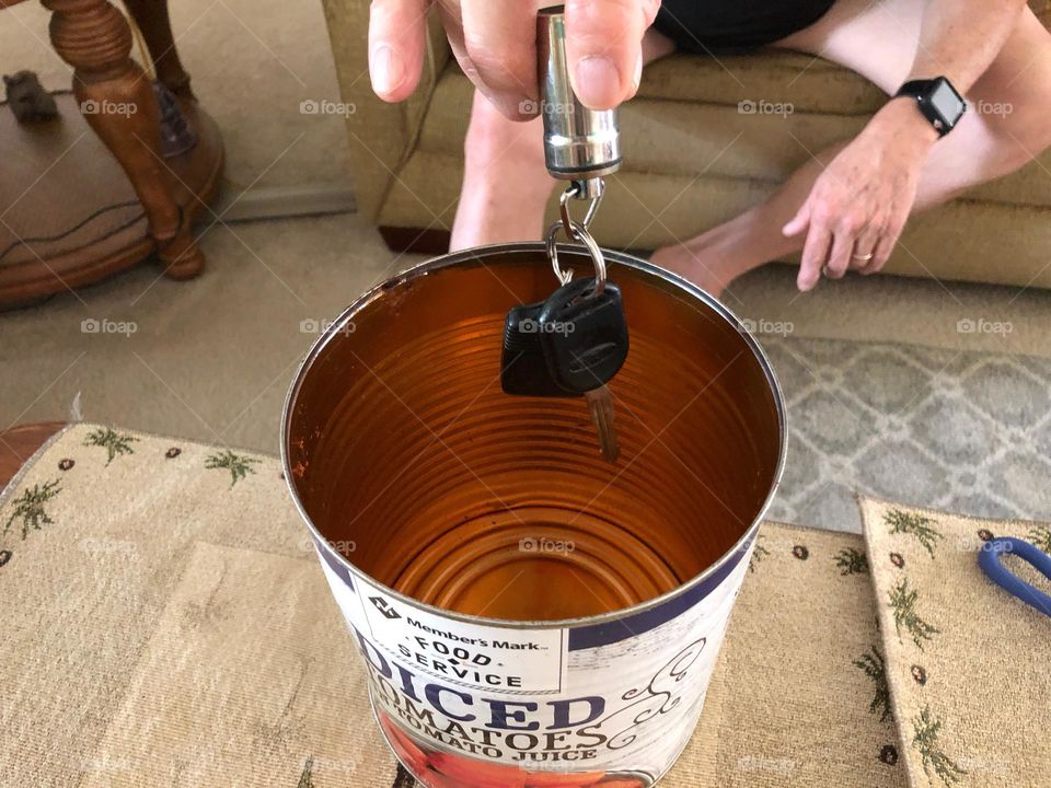 Keys in the can.
