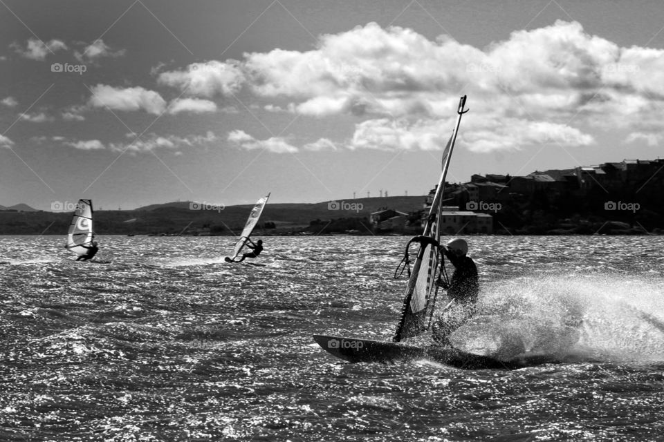 black and white windsurf