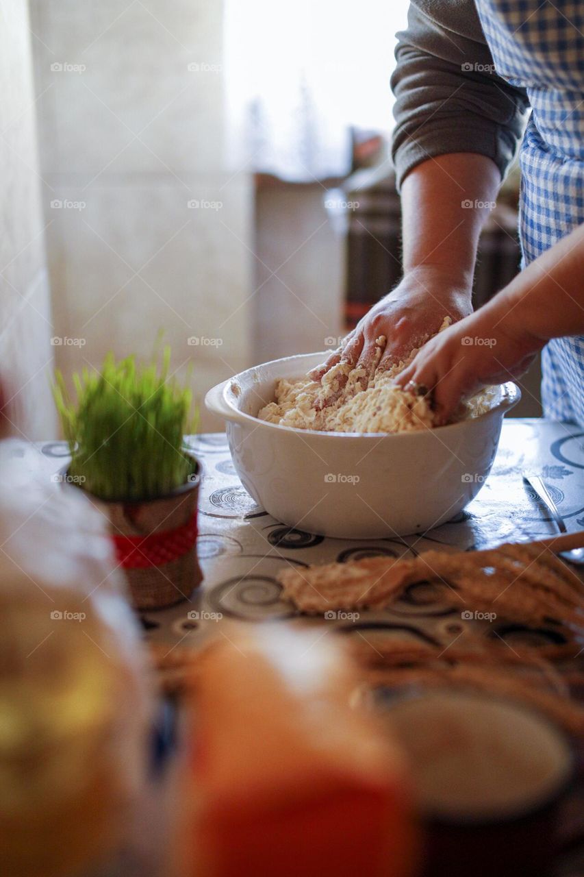 Kneading bread dough