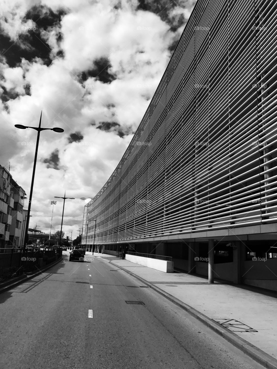 #blackandwhite #road #building #carpark