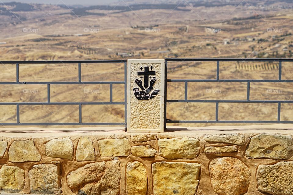 cross symbol in Mount Nebo compound, Jordan