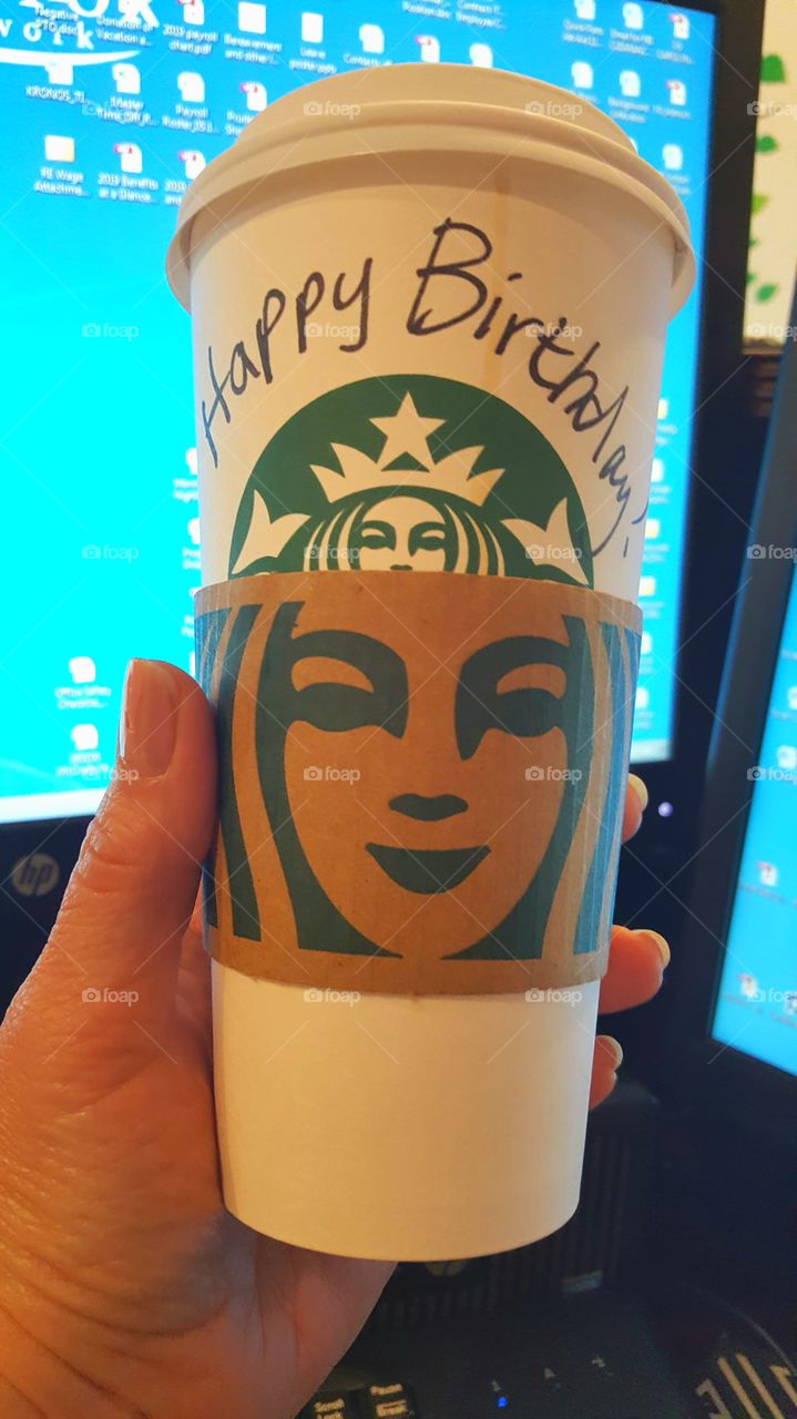 Starbucks happy birthday coffee cup