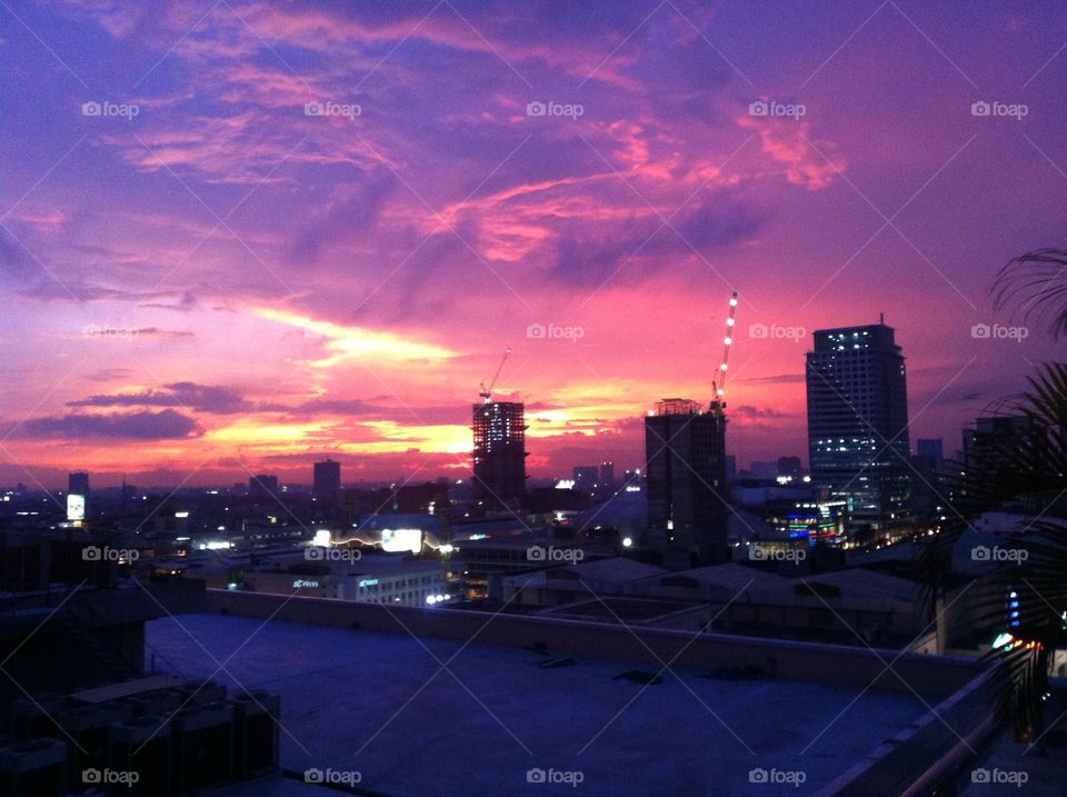 Manila sunset skyline 