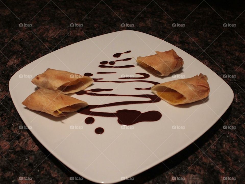 Mango banana spring rolls