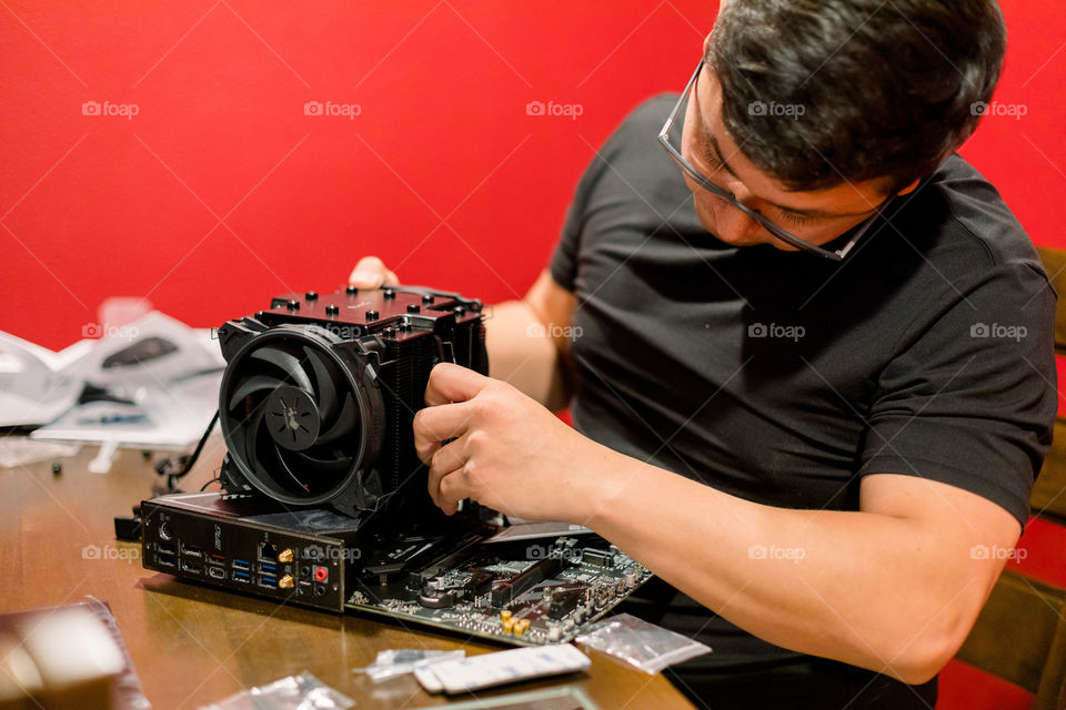 Man building a PC 