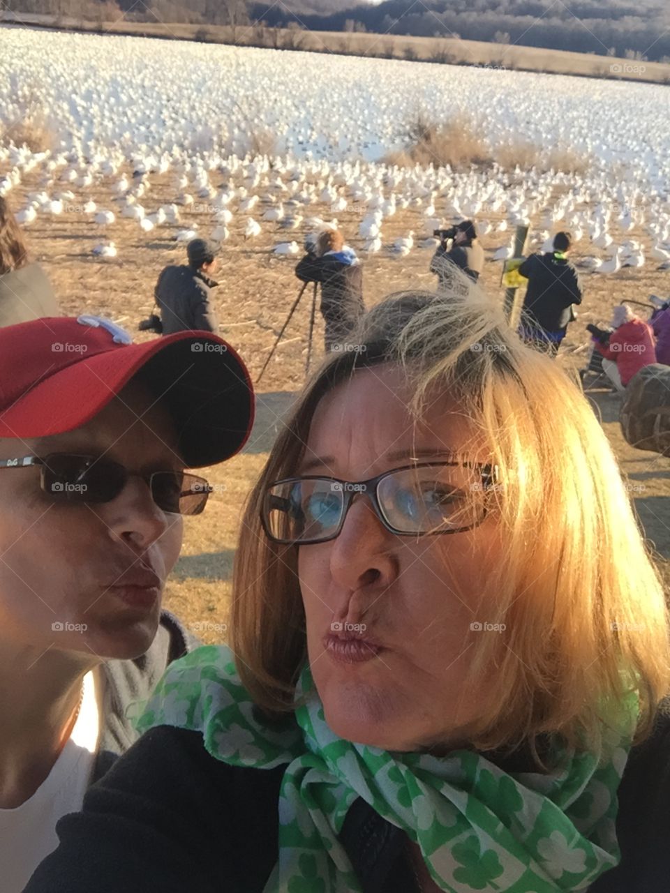 My daughter and I being silly and watching the snow geese 