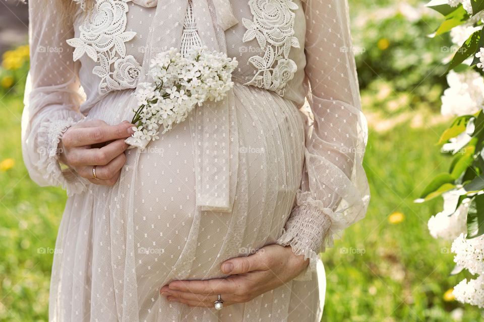 pregnant girl in summer dress