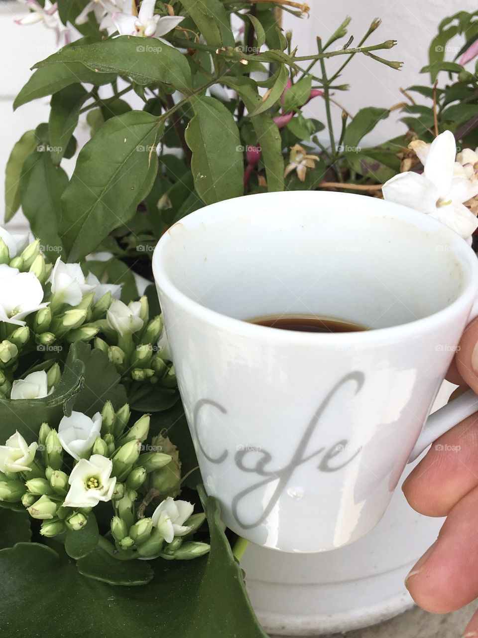 Coffee time with flowers