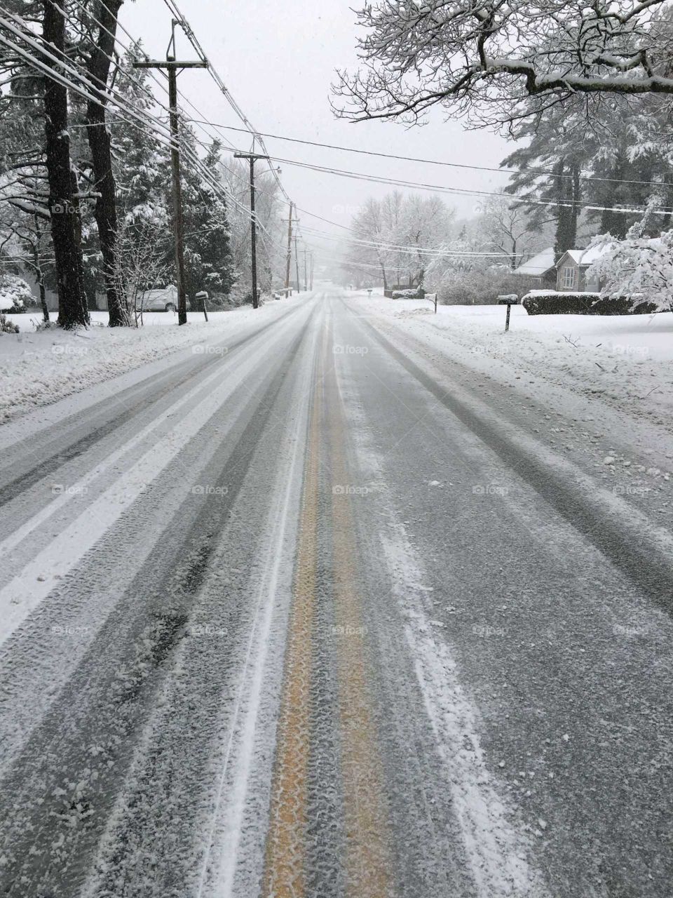 Roads in the USA! Road after snowstorm, no cars, just plowed road!
