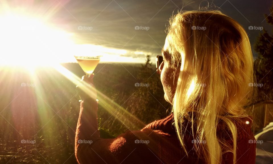 Cheers at sunset