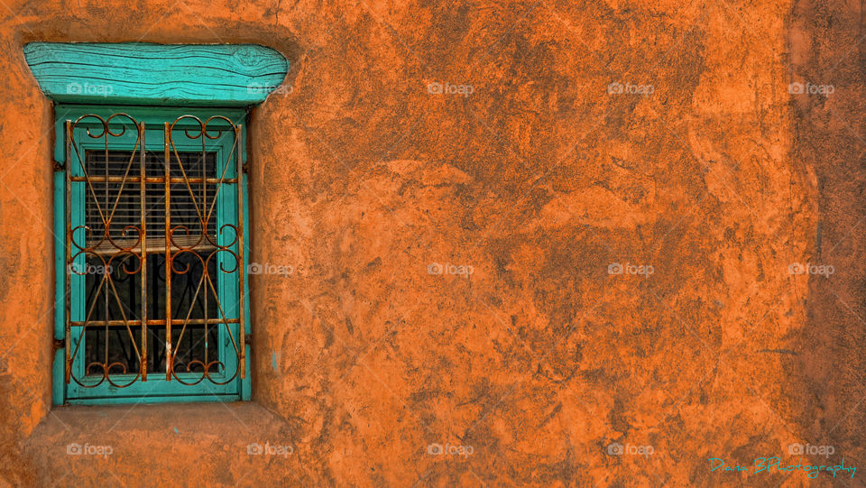 Window  in New Mexico. Taos Pueblo, NM