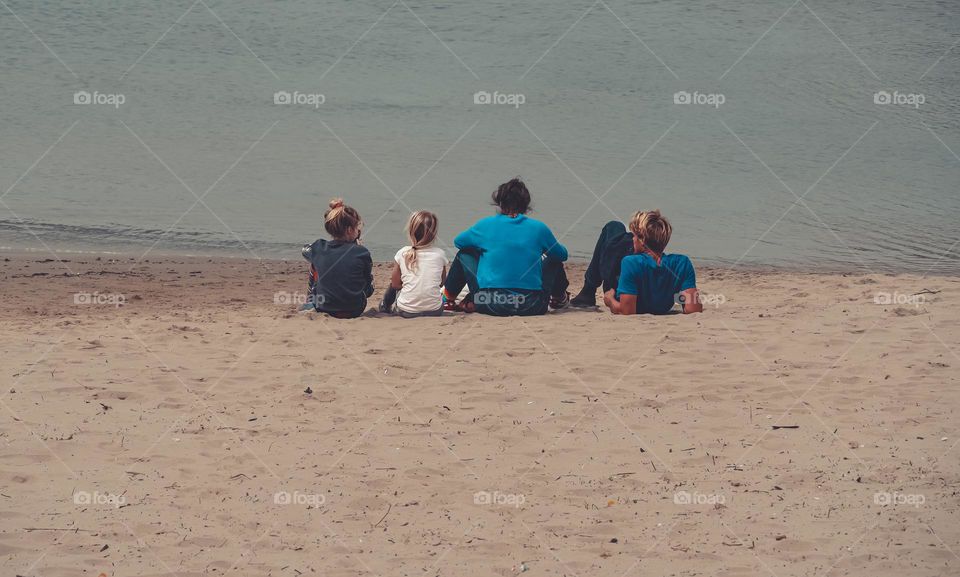 family on the beach 